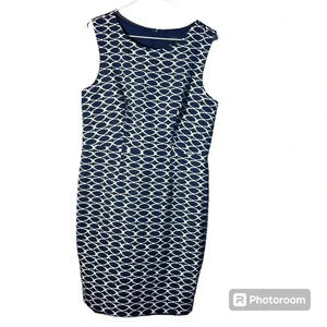 The Limited Casual Modern pattern navy blue white sleeveless dress size 8P